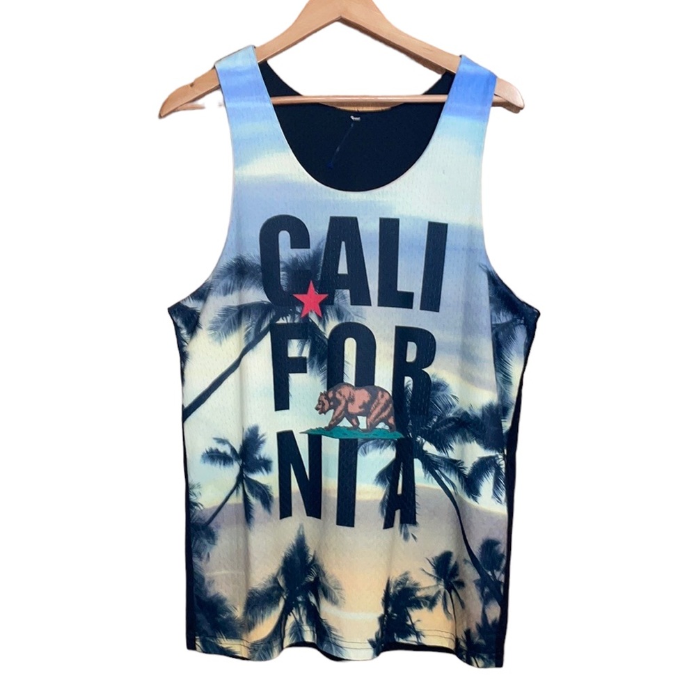 •CALIFORNIA REPUBLICAN•REVERSIBLE CALIFORNIA & TROPICAL SUNSET JERSEY  MEDIUM